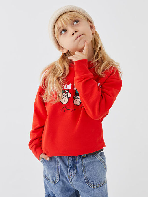 Nostaljik Maymun Bask?l? Uzun Kollu Unisex ?ocuk Hoodie