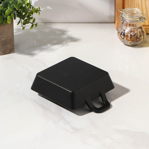 Сковорода «Квадрат. Глубокий», 12.5×12.5×3.5 см, индукция, чугун, чёрная