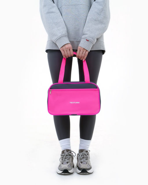 Сумка для обуви TEXTURA, на молнии наружный карман, размер 33×10×20 см, серая/розовая