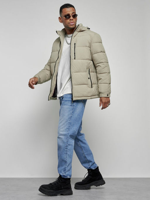 Куртка спортивная мужская зимняя с капюшоном светло-зеленого цвета 8362ZS - Wonderrman фото 17