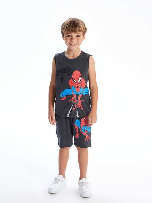 Beli Lastikli Spider-Man Bask?l? Erkek ?ocuk ?ort