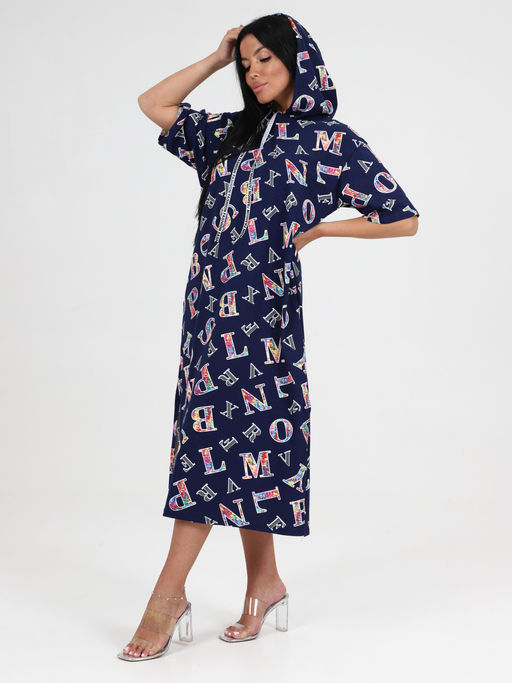 ПЛ-5111 ПЛАТЬЕ ЖЕНСКОЕ (Буквы на темно-синем) - А-дина фото 4