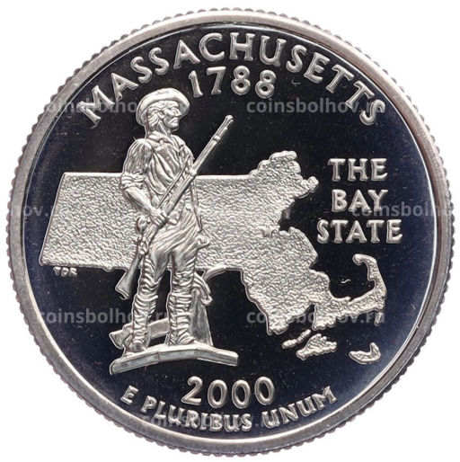 1/4 доллара (25 центов) 2000 года S США Штаты и территории Массачусетс