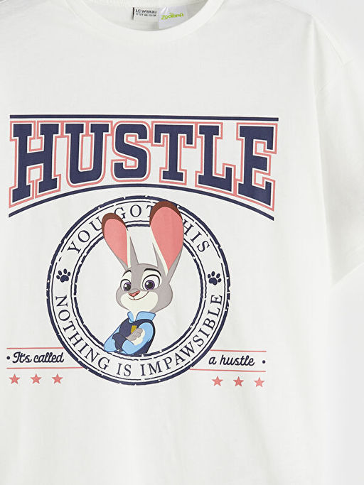 Bisiklet Yaka Zootopia Bask?l? K?z ?ocuk Ti??rt