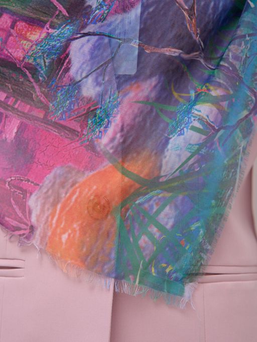 Большой, красивый двусторонний платок с рисунком в стиле арт-декои необычной текстурой ткани - Tantino фото 5