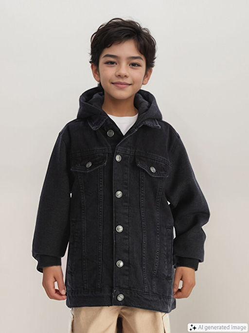 Kap??onlu Erkek ?ocuk Jean Ceket