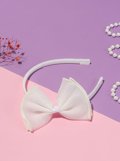 Цена за 3 шт. Ободок для волос «Бантик крошка», классика нежность, 11×1 см, белый