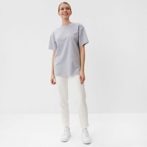 Футболка женская MINAKU: Casual Collection, светло-серая, размер 50