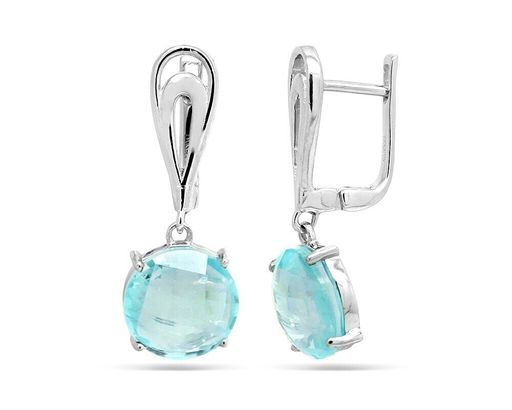 Серьги, турмалин голубой выращ., Чудо