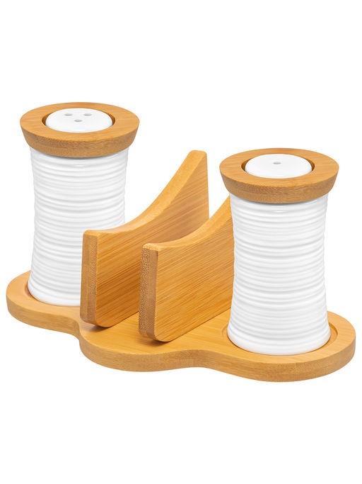 Набор для специй 2 пр. 18,3*11,5*9,5 см Шелк с подставкой для салфеток на дерев. подставке - Elan gallery фото 3