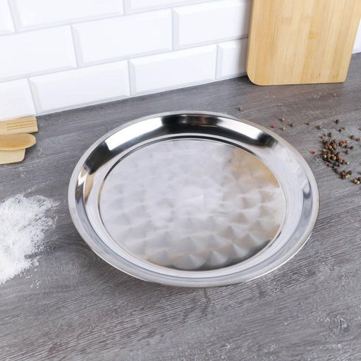 Блюдо 36 см металл круглое /h=3/ B-35-5 /уп 120/ 0.220 нерж 679230 - Галеонтрейд фото 3