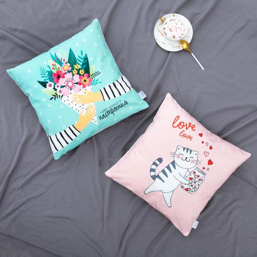 Наволочка декоративная Этель Цветочное настроение 40х40 см, 100% п/э, велюр  фото 2