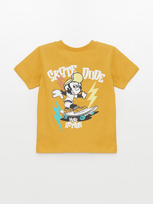 Bisiklet Yaka K?sa Kollu Nostaljik Maymun Bask?l? Erkek Bebek Ti??rt - Waikiki фото 2