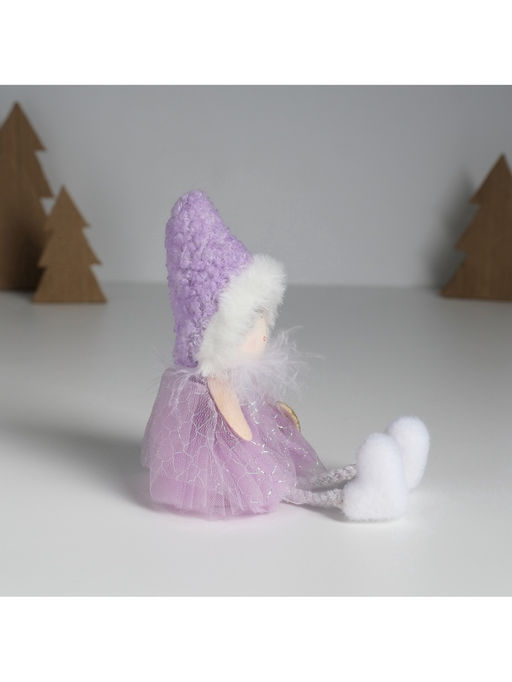 Интерьерная кукла текстильная Девочка в сиреневом платьишке с пушистым воротником, 7.2?7?18 см - Simaland фото 6