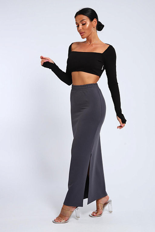 Юбка, футер (01056, черный макси) - Плиона фото 52