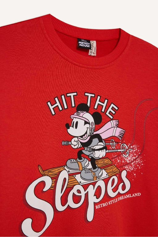 Толстовка широкого кроя с круглым вырезом Oversize для девочек Disney Mickey & Minnie - Defacto фото 2