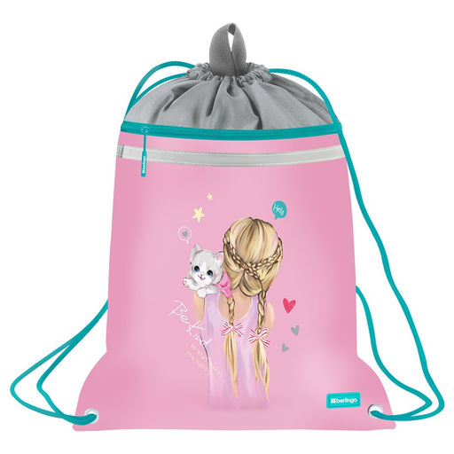 Сумка для обуви с карманом на молнии Berlingo "Be Kind!" 46*36см (SB-EXM-1101) светоотражающая лента