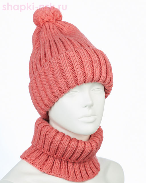 001223 F 1A Питео B Комплект женский флис (колпак+снуд) (56-58)