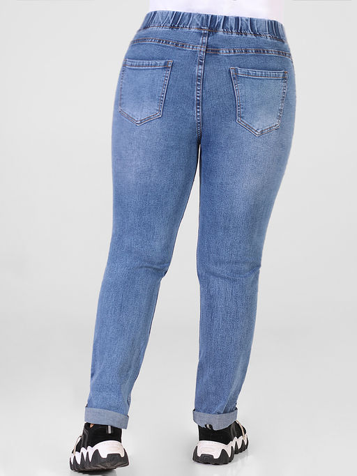 Джинсы женские прямые с подворотом на круговой резинке - Almond фото 10