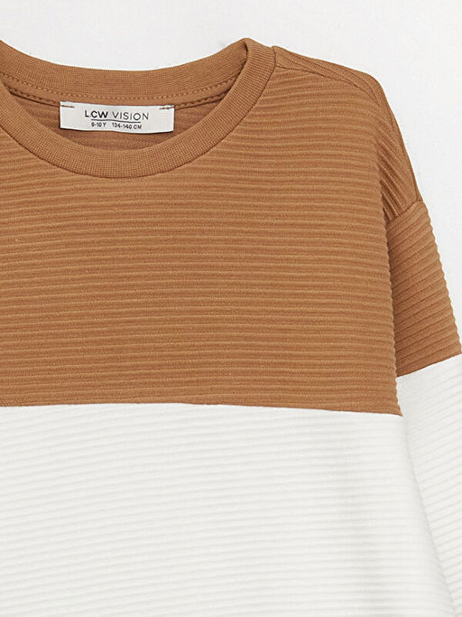 Bisiklet Yaka Renk Bloklu Uzun Kollu Erkek ?ocuk Sweatshirt - Waikiki фото 2