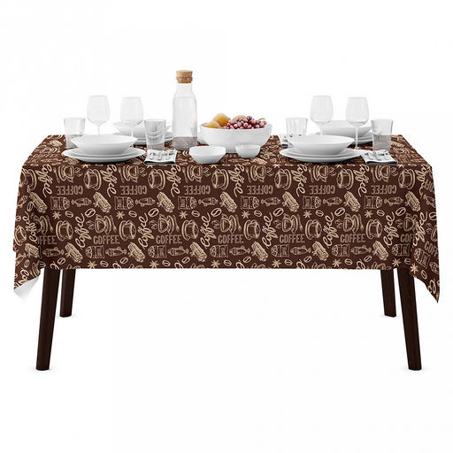 Скатерть 150х145см "Эспрессо, вид 1", длина стола до 110см, на 4 персоны, рогожка (хлопок 100%) 171г/м2, упаковка классическая, пакет ПВХ 28х41см, "Домашняя мода" (Россия)