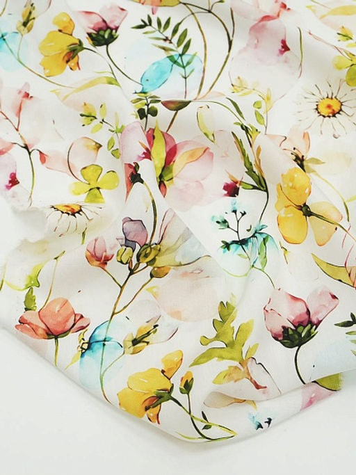 Штапель Премиум (Digital) Летняя палитра цв.белый, ш.1.45м, вискоза-100%, 105гр/м.кв - Купава фото 11