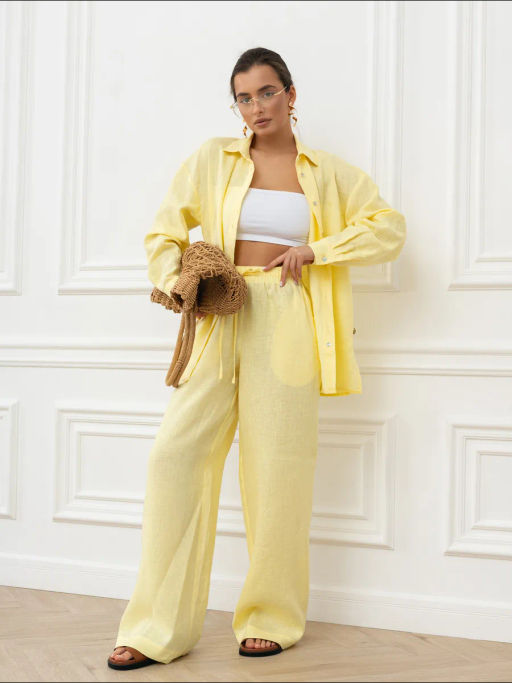 Брюки женские Лён Бежевый - Modamica фото 20