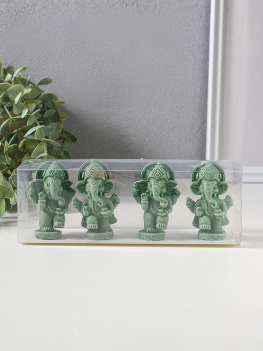 Сувенир полистоун "Ганеша" набор 4 шт зелёный 2,8х4х6,2 см