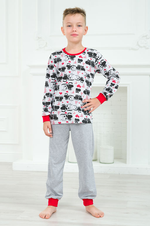 Пижама подростковая из джемпера и брюк из кулирки Олененок кошки