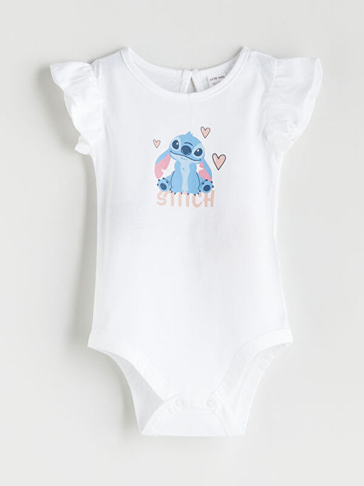 Bisiklet Yaka Stitch Bask?l? K?z Bebek ??t??tl? Bodysuit