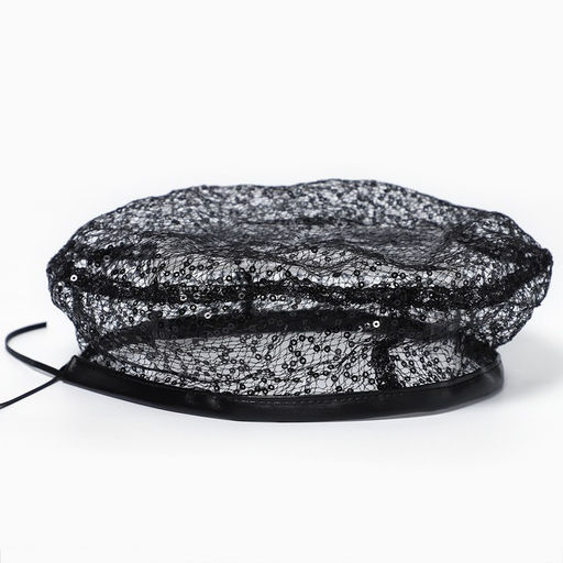 Берет прозрачный с пайетками, цвет черный, р-р 56см - Overhat фото 3