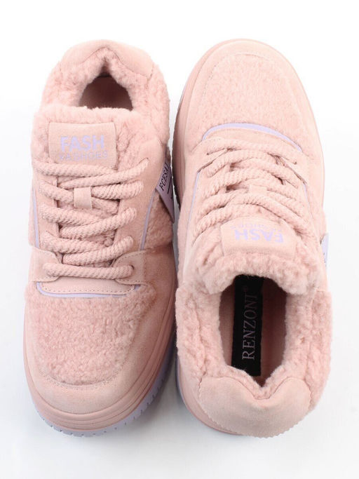04-P124-2C PINK Кроссовки демисезонные женские (натуральная замша, искусственный мех)