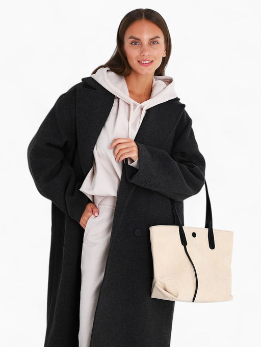 Сумка - шоппер женская на молнии, 39×14×25 см, бежевая