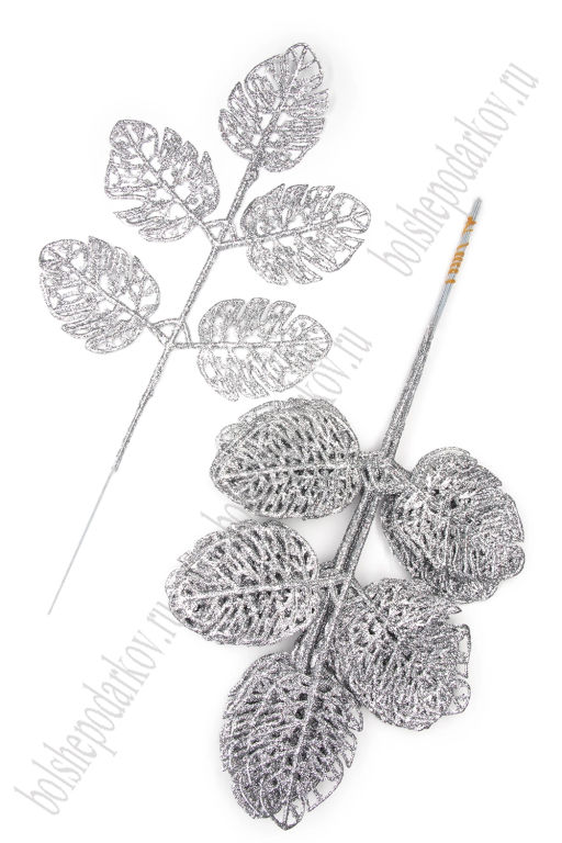 Ветки с глиттером 37*17 см (10 шт) SF-8026, серебро