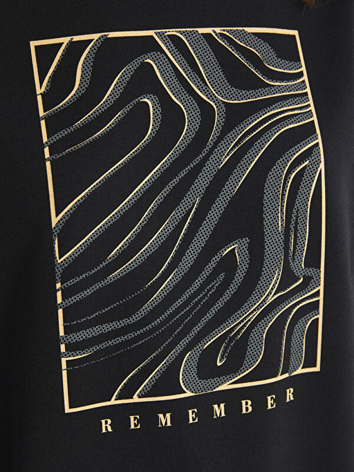 Bisiklet Yaka Bask?l? Kad?n Sweatshirt Tunik