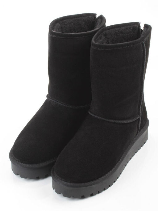 04-PAYH17-1Z BLACK Угги женские (натуральная замша, 100% шерсть)