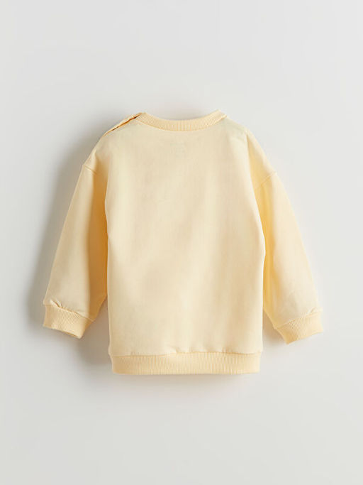 Bisiklet Yaka Bask?l? Erkek Bebek Sweatshirt