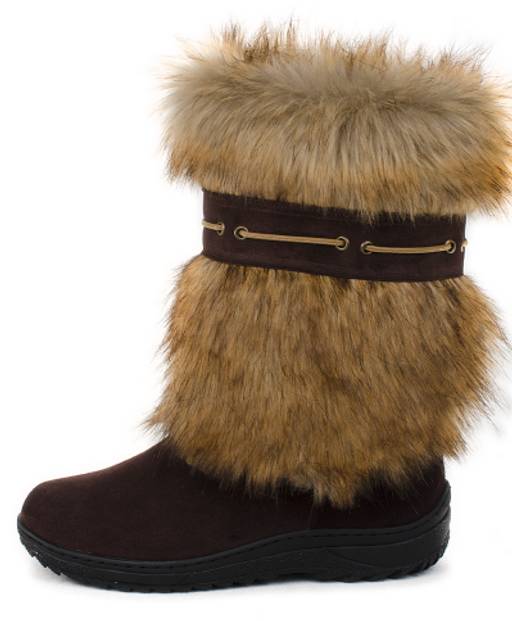 Унты женские на литой подошве, т.коричневые, замша,лиса - Roshva фото 2