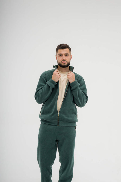 517 Костюм мужской на молнии, флис, темно-зеленый - Knitka wear фото 5