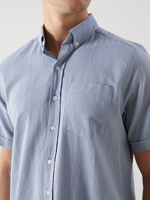 Regular Fit K?sa Kollu Arm?rl? Erkek Dokulu G?mlek