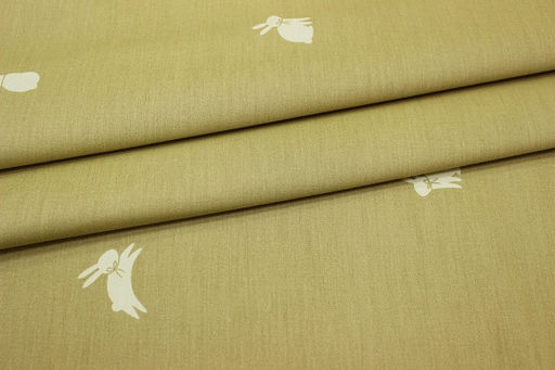 Сатин Зайка с бантиком цв.бежево-желтый, СОРТ2, ш.2.35м, хлопок-100%, 110гр/м.кв - Купава фото 5