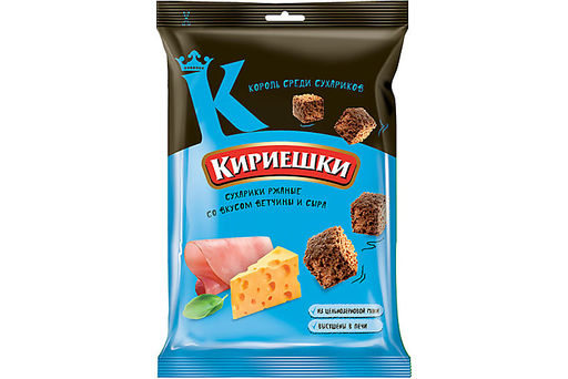 Цена за 5 шт.Кириешки, сухарики со вкусом ветчины и сыра, 100 г