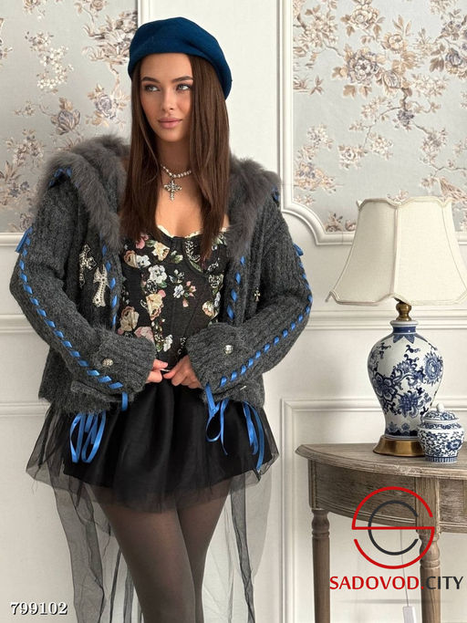 кардиган из премиального эко-меха под песца