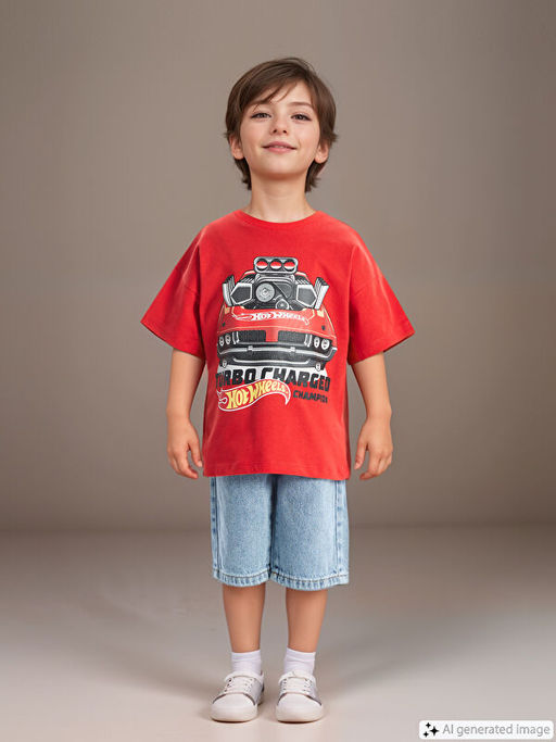 Bisiklet Yaka K?sa Kollu Hot Wheels Bask?l? Erkek Bebek Ti??rt - Waikiki фото 5