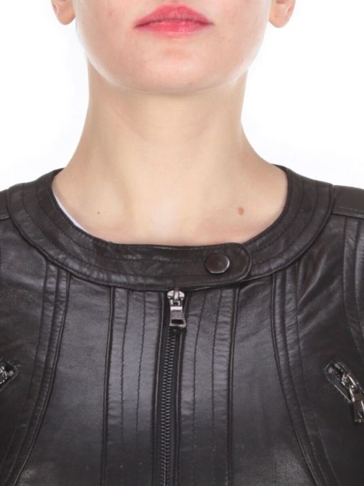 330 DARK BROWN Куртка кожаная женская - Фабричный китай фото 10