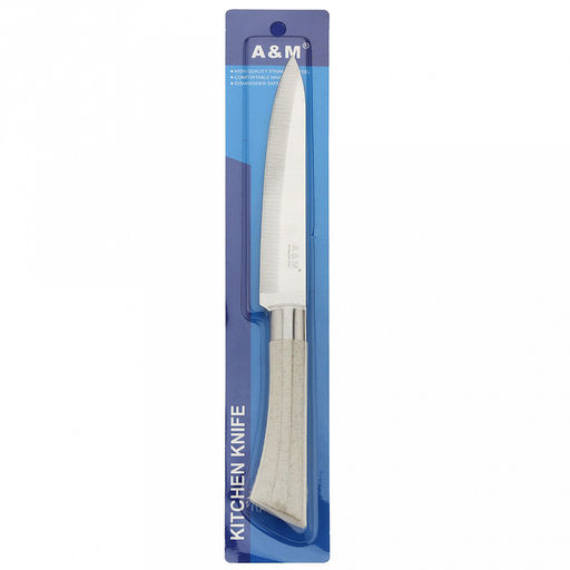 Мрамор Нож кухонный 125мм из нержавеющей стали, пластмассовая ручка, цвета в ассортименте: бежевый, коралловый, в блистере (Китай) - Домашняя мода фото 3