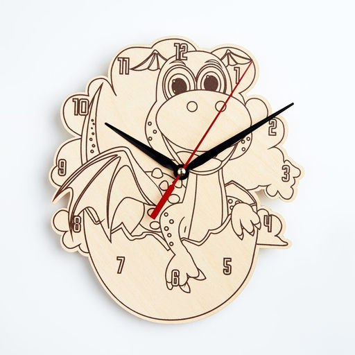 Часы настенные «Дракон», детские, раскраска, бесшумные, плавный ход, 21.7×24.5 см, от батарейки 1×АА