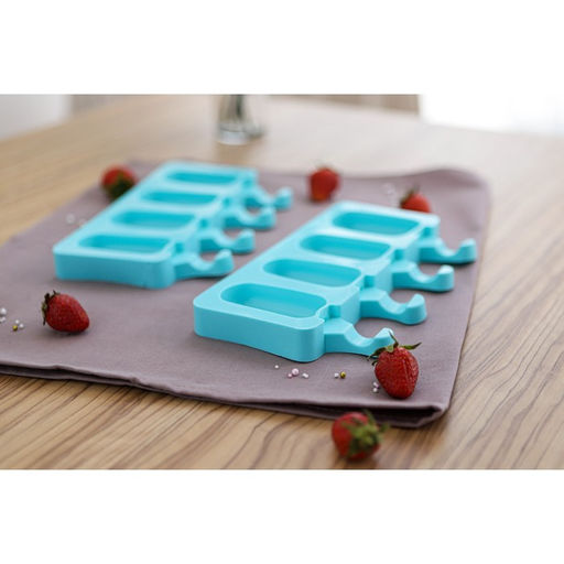Форма для мороженого Доляна Эскимо малое, силикон, 21.5?12.5?2 см, 4 ячейки (6.9?3.8 см), МИКС