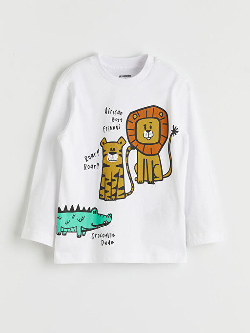 Bisiklet Yaka Bask?l? Erkek ?ocuk Ti??rt