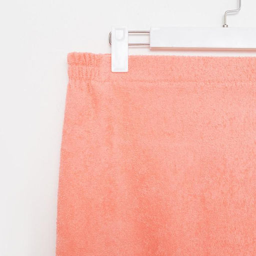 Килт женский для бани и сауны, цвет персиковый вышивка Снеговик, размер 80х1502 см, махра 300г/м 100% хлопок - Гранд-стиль фото 2